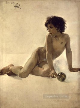  impressionistic Canvas - El nino de la bola painter Joaquin Sorolla Impressionistic nude